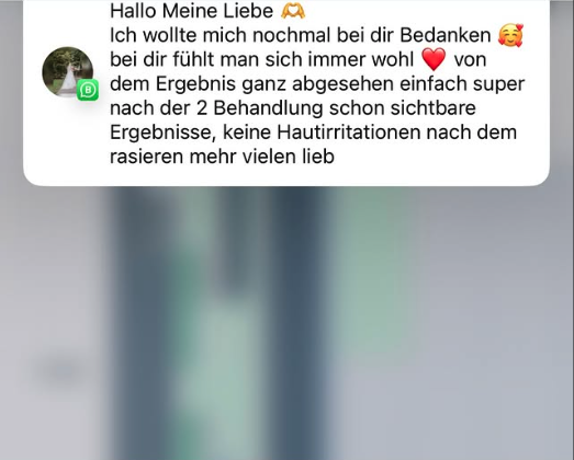 WhatsApp-Nachricht einer Kundin: Nach der 2. Behandlung